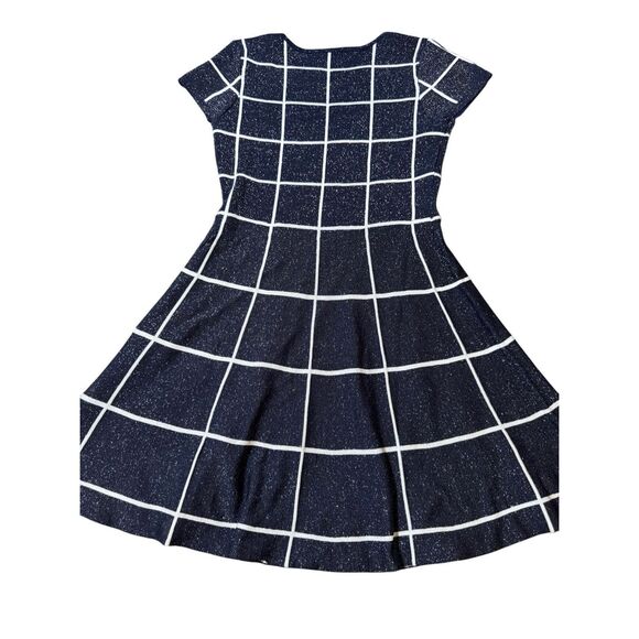Sequin hearts girls black and white grid-pattern fit and flare sweater dress L - Picture 3 of 6